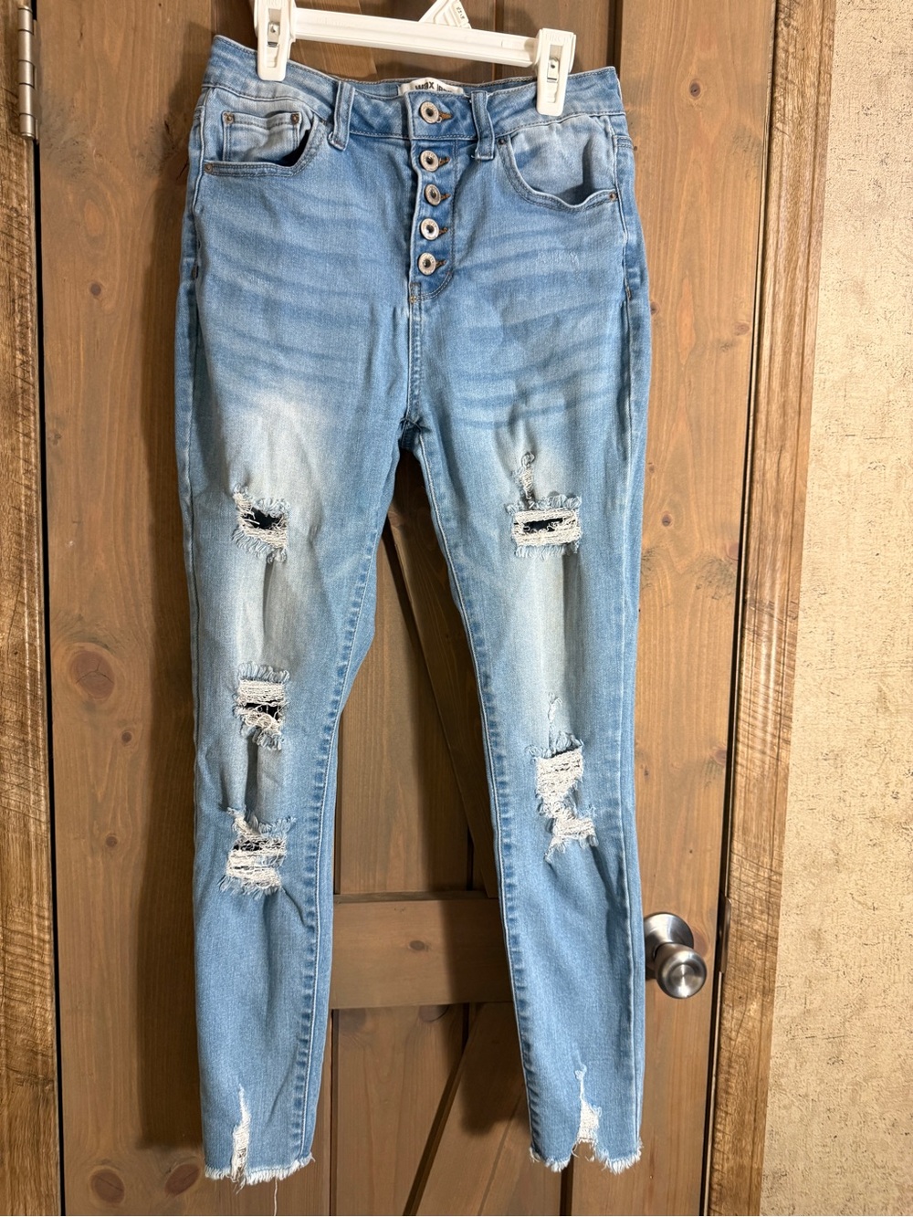 Wax Jean Light Blue Distressed Skinny Jeans